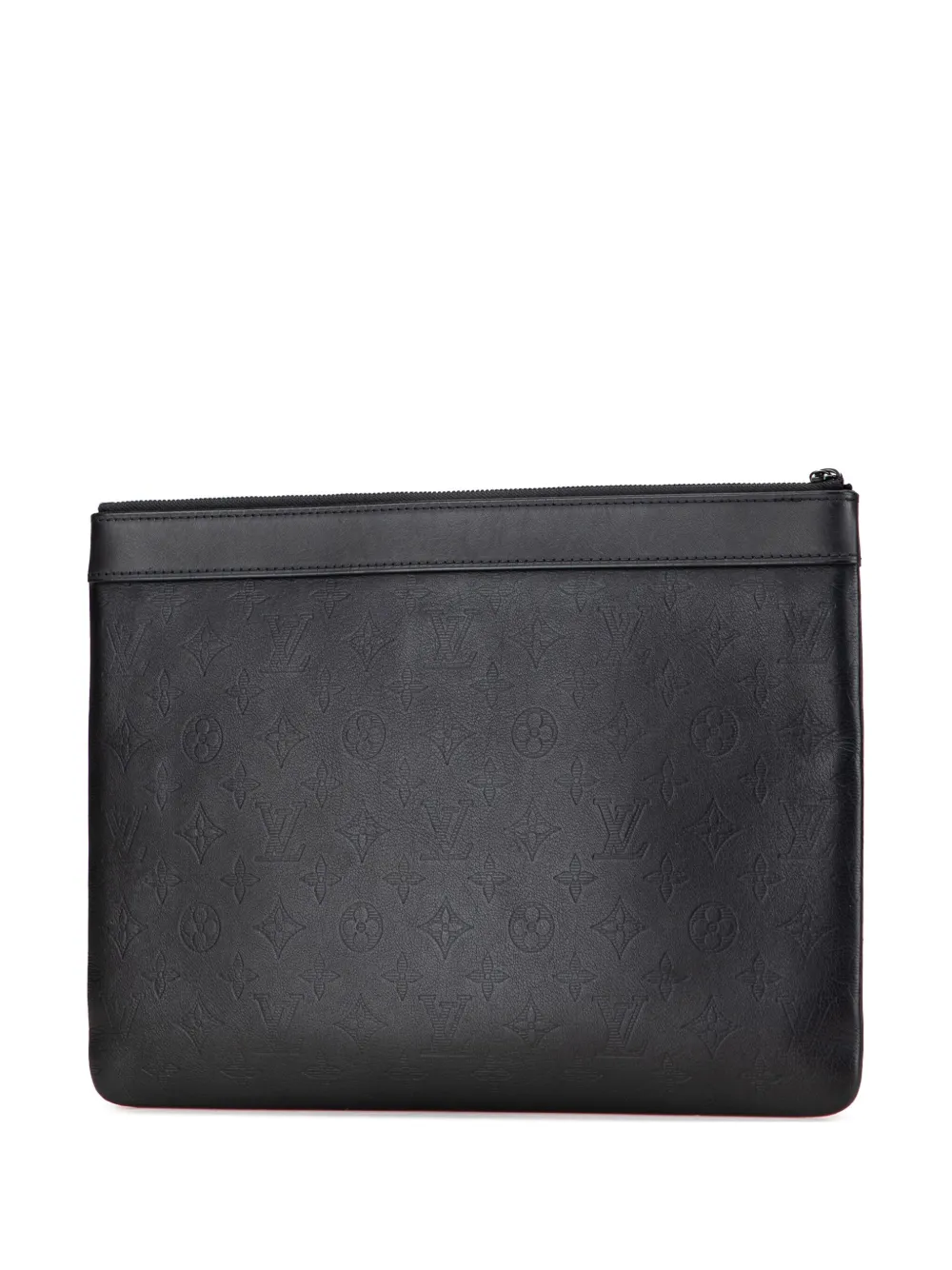 Pre-owned Louis Vuitton 2019 Monogram Shadow Discovery Pochette Clutch Bag In Black