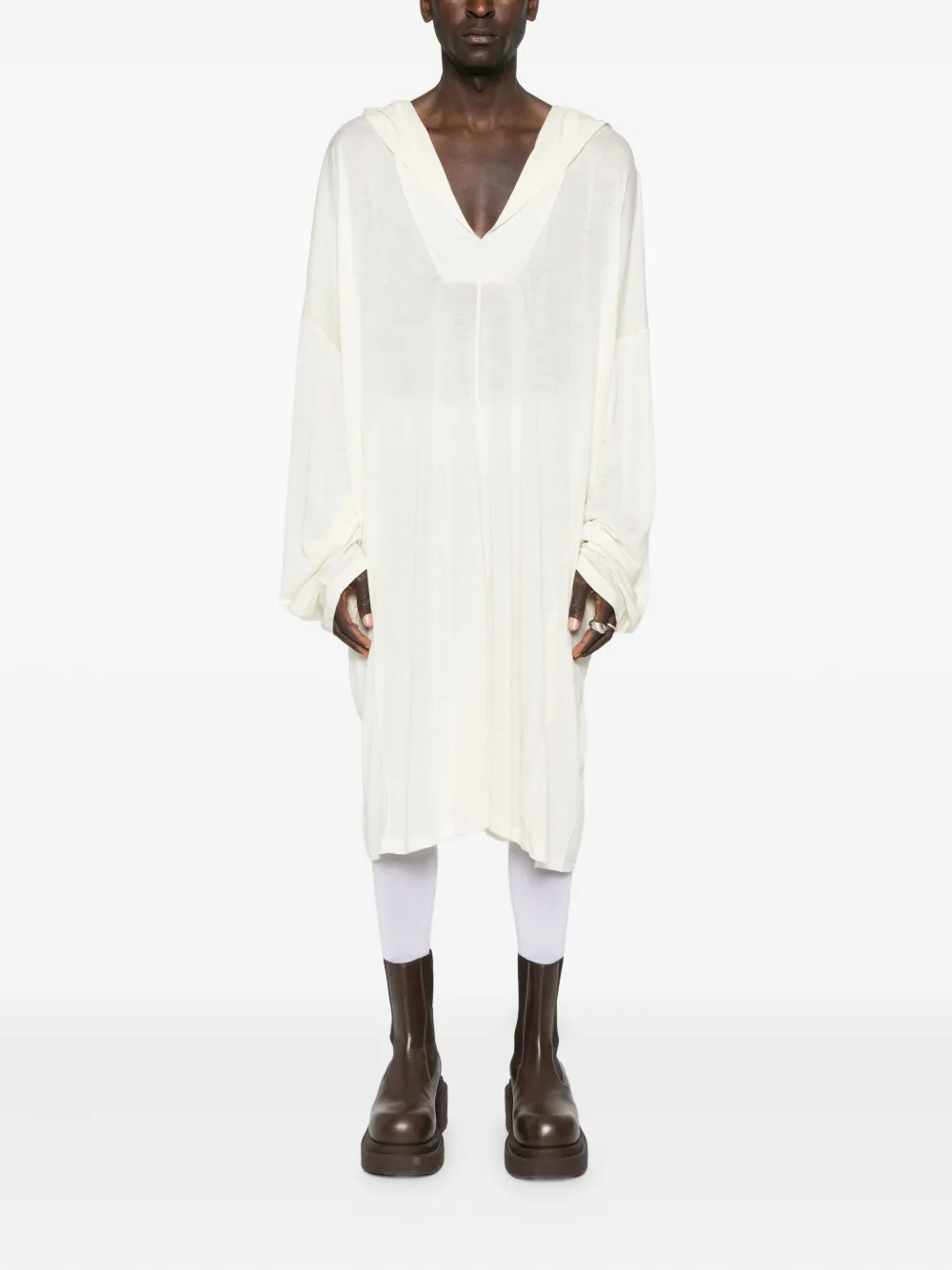 Rick Owens draped long T-shirt - Wit