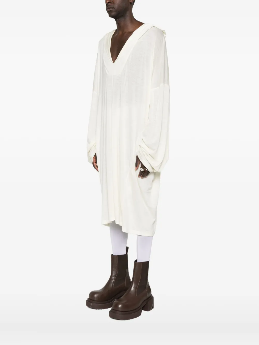 Rick Owens Gedrapeerd lang T-shirt Wit