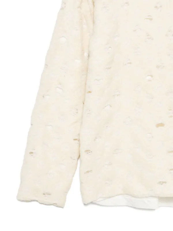 Yohji Yamamoto Wool Blend Distressed Sweater Neutrals FARFETCH IN