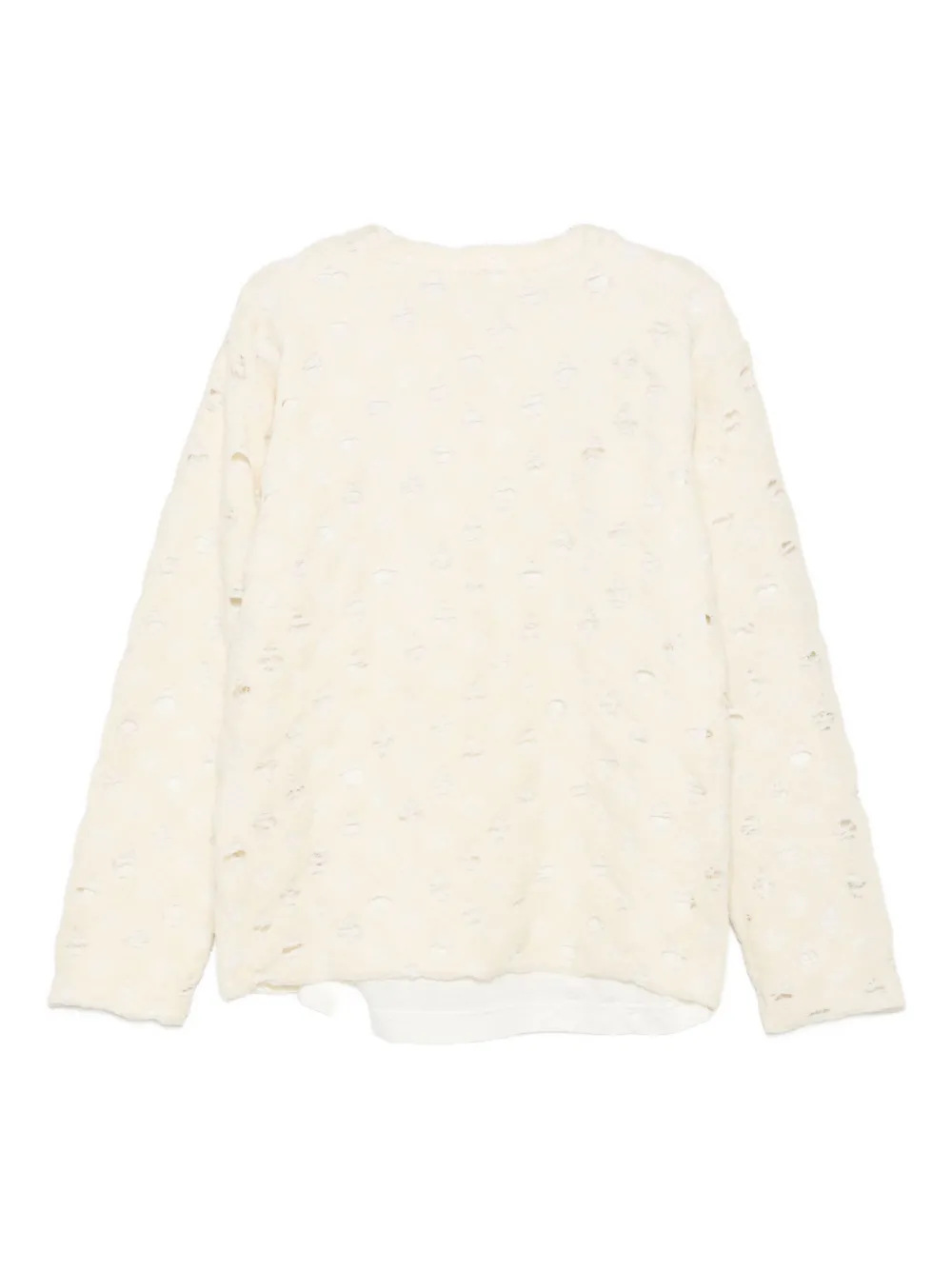 Yohji Yamamoto Wool Blend Distressed Sweater In Neutral