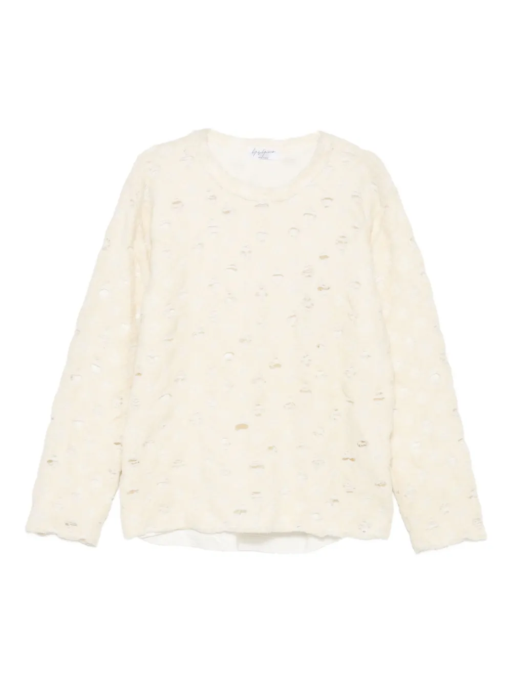 Yohji Yamamoto wool blend distressed sweater | Neutrals | Image 1