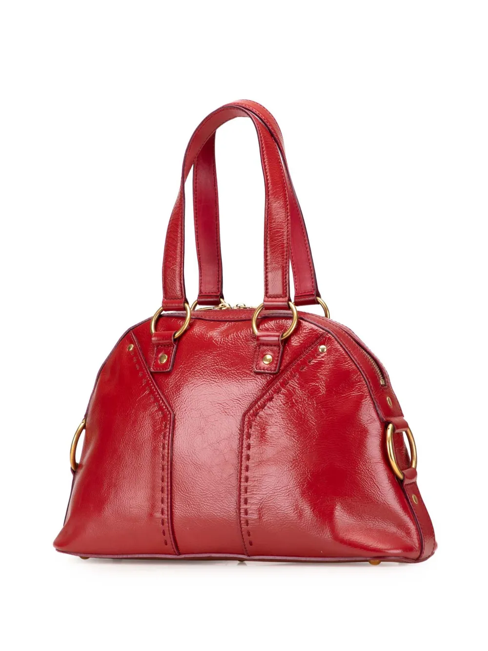 Pre-owned Saint Laurent 2000-2012 Medium Leather Muse Handbag In Red