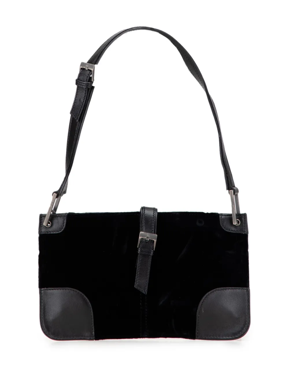 Saint Laurent Pre-Owned 2000-2012 ベルベット ショルダーバッグ - ブラック Saint Laurent Pre-Owned 2000-2012 ベルベット ショルダーバッグ - ブラック