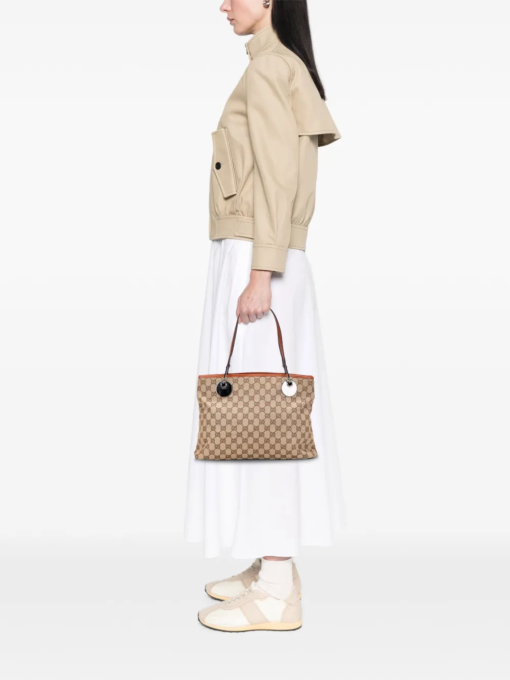 Pre-owned Gucci 2000-2015 Medium Gg Canvas Eclipse Tote Bag In Brown