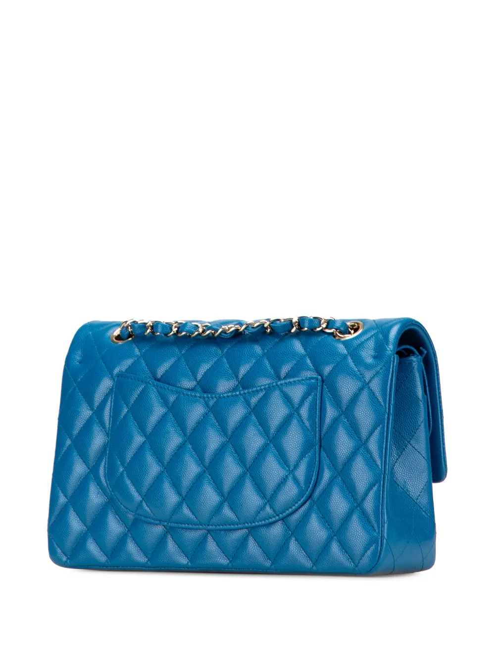Pre-owned Chanel 2020 Medium Classic Caviar Double Flap Shoulder Bag In Blue