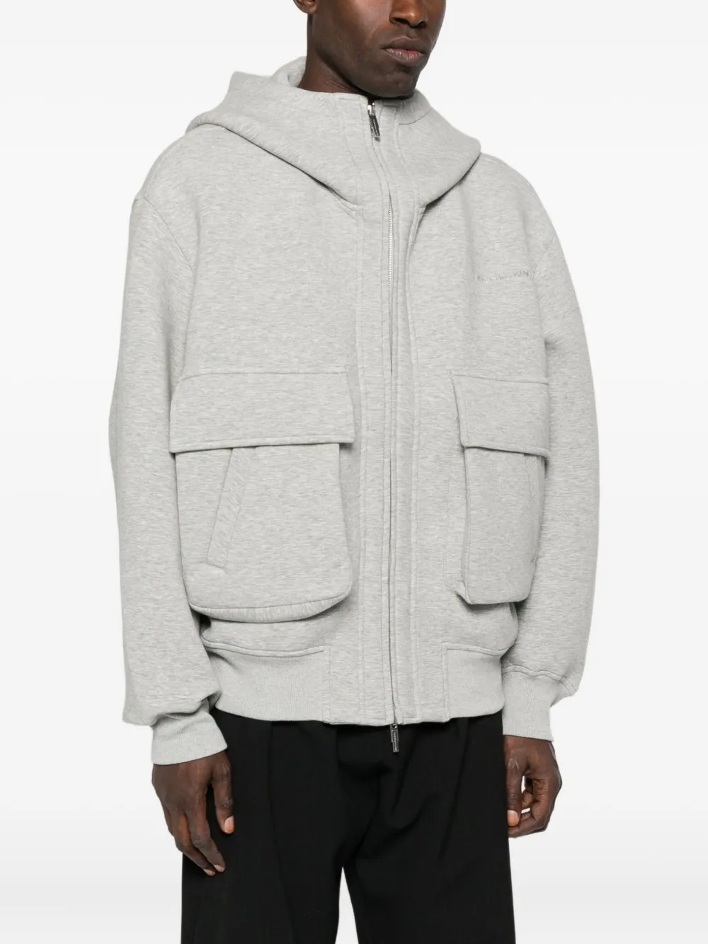 Feng Chen Wang Cotton-blend Hooded Jacket In Gray