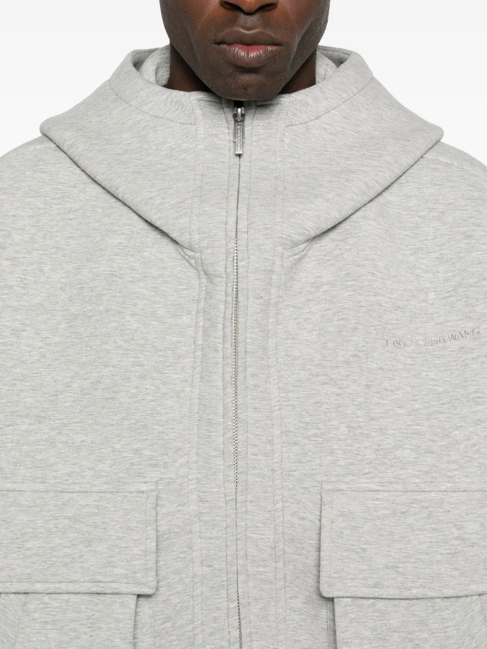 Feng Chen Wang Cotton-blend Hooded Jacket In Gray