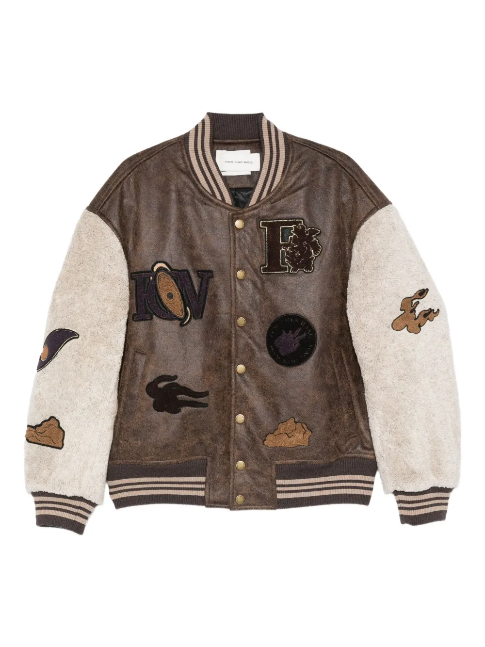 Feng Chen Wang embroidered-patch bomber jacket | Brown | Image 1