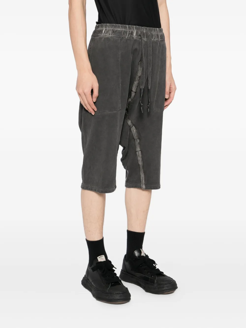 69 By Isaac Sellam Elasticated-waistband Drop-crotch Shorts In Gray