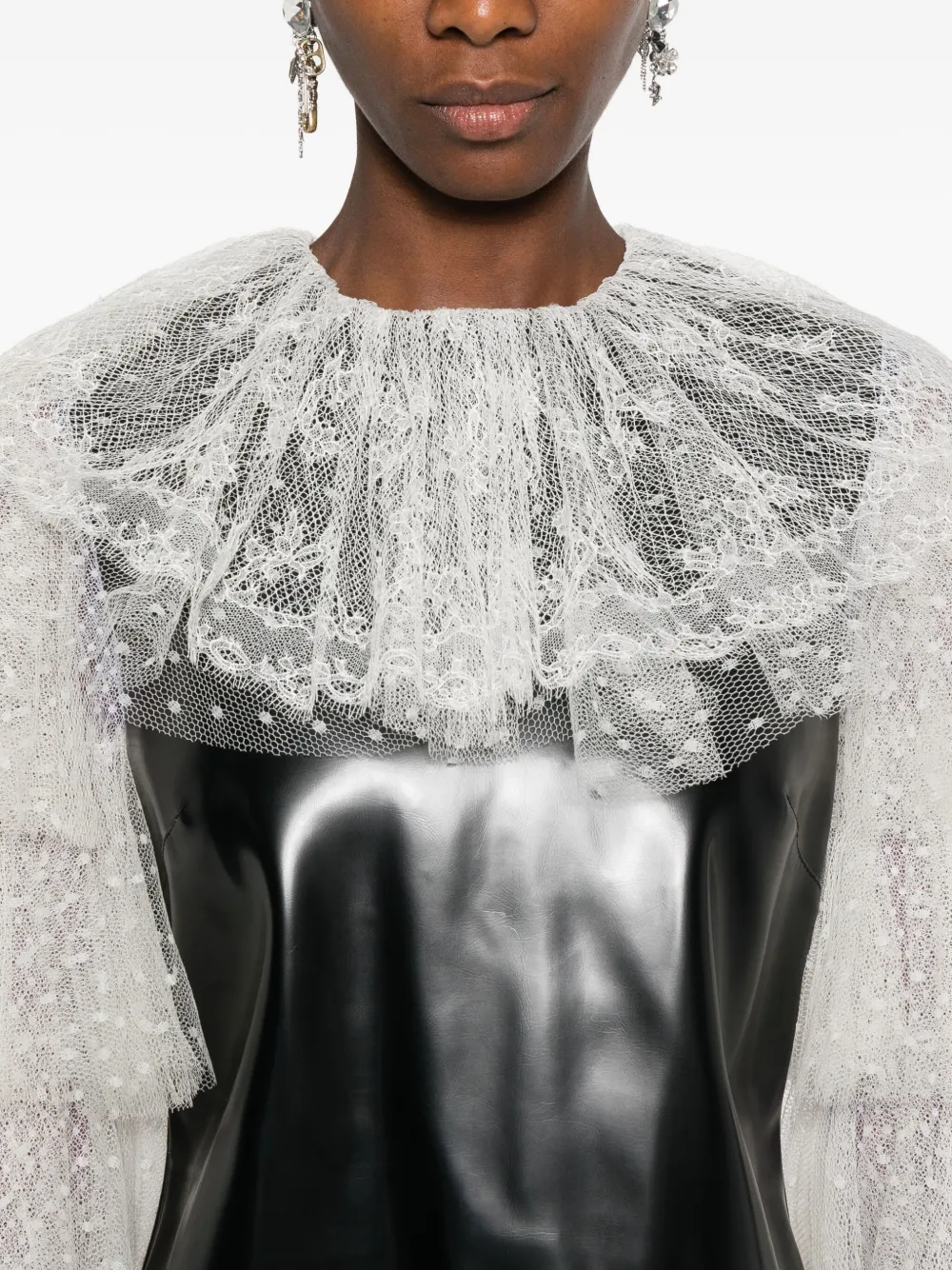 Philosophy Di Lorenzo Serafini Mini-jurk met afwerking van kant en ruches Zwart