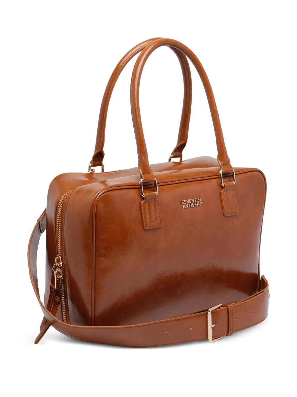 Essentiel Antwerp Iremy Shiny Shoulder Bag In Brown