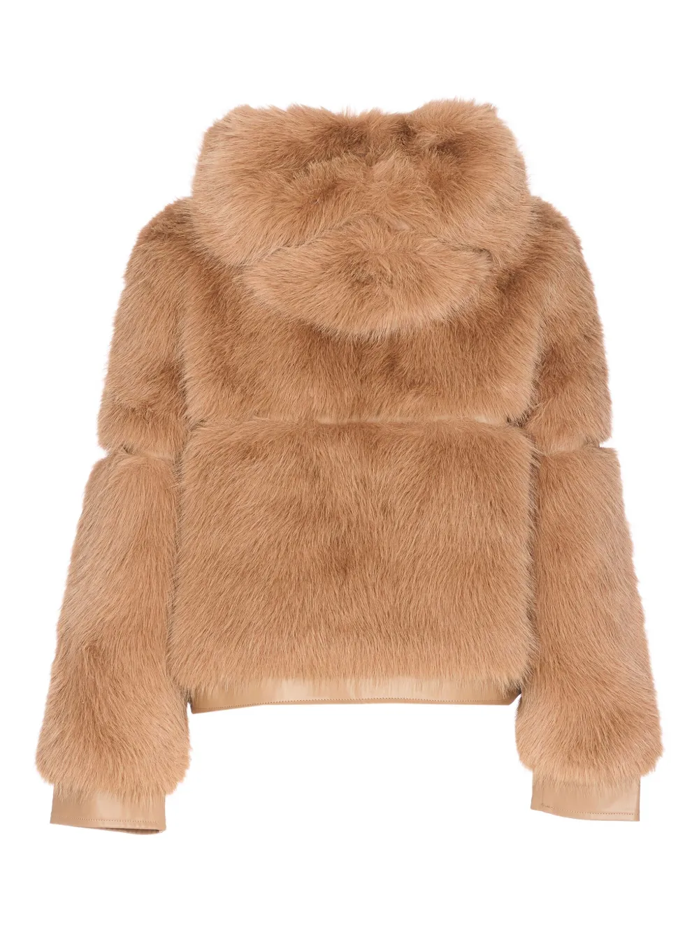 V73 Hooded Faux-fur Jacket In Brown