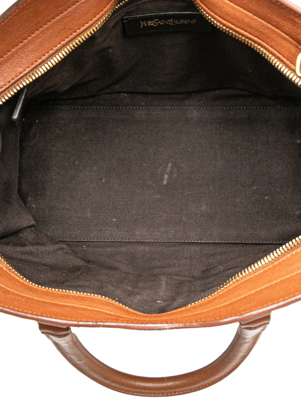 Pre-owned Saint Laurent 2000-2012 Small Sheepskin Cabas Chyc Satchel In Brown