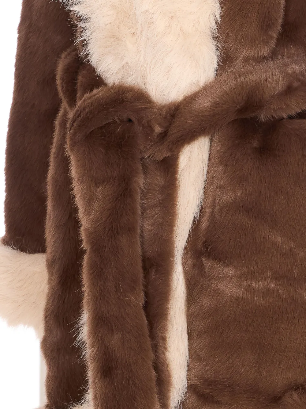 V73 Penny Faux-fur Belted Jacket In Brown