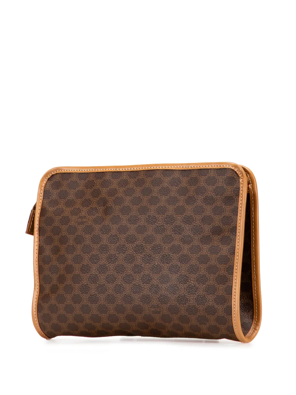 Pre-owned Celine 2013 Macadam Coated Canvas Clutch Bag In Brown