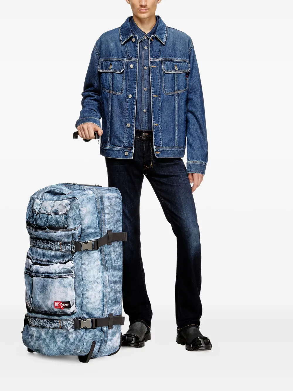 Eastpak X Diesel Large Transit'r L Denim-effect Luggage In Blue