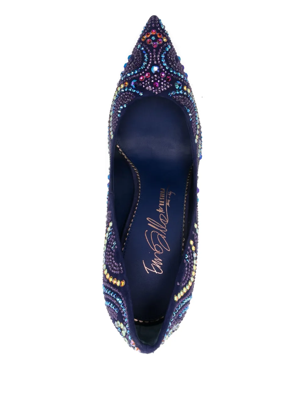 Le Silla 12 mm suède pumps verfraaid met kristallen Blauw