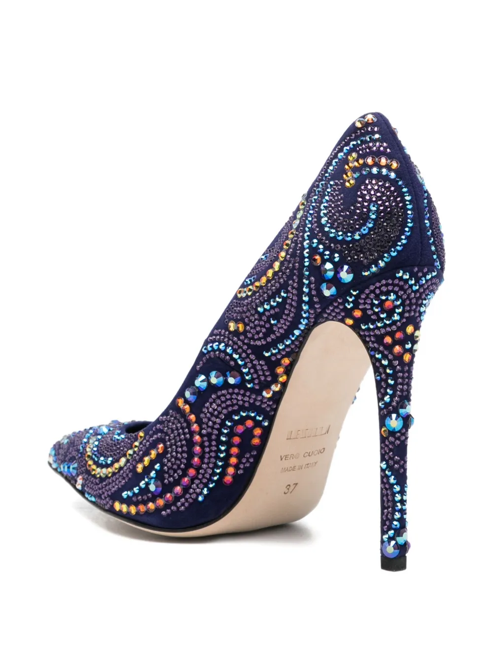 Le Silla 12 mm suède pumps verfraaid met kristallen Blauw