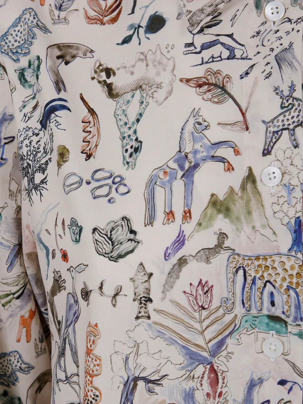 Paul Smith Katoenen blouse met Little Beasts-print Beige