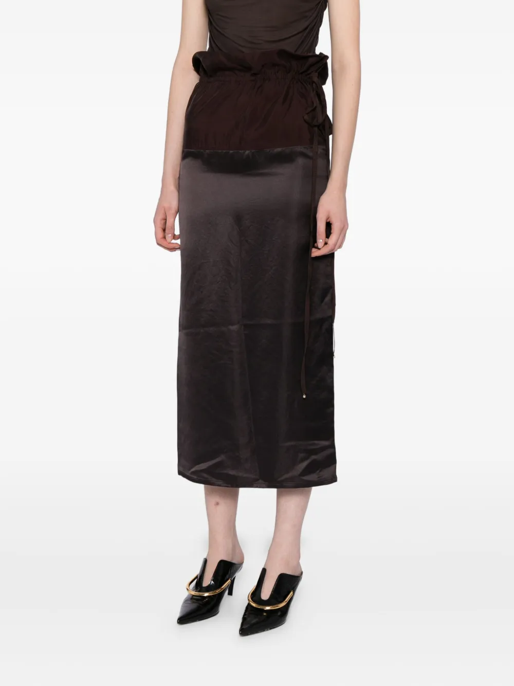 Yeareast Panelled Midi Skirt In Brown