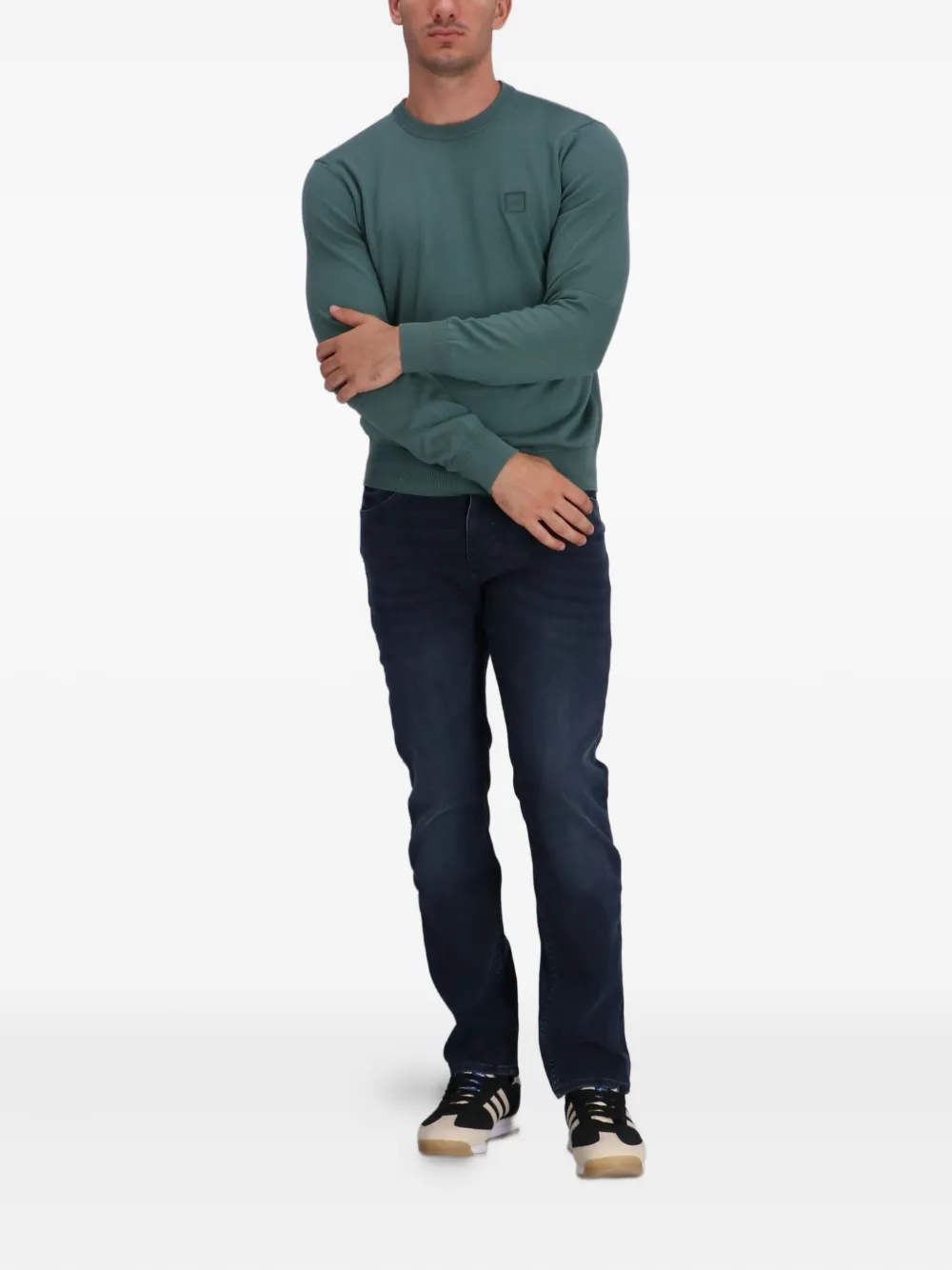 BOSS Trui met logodetail - Groen