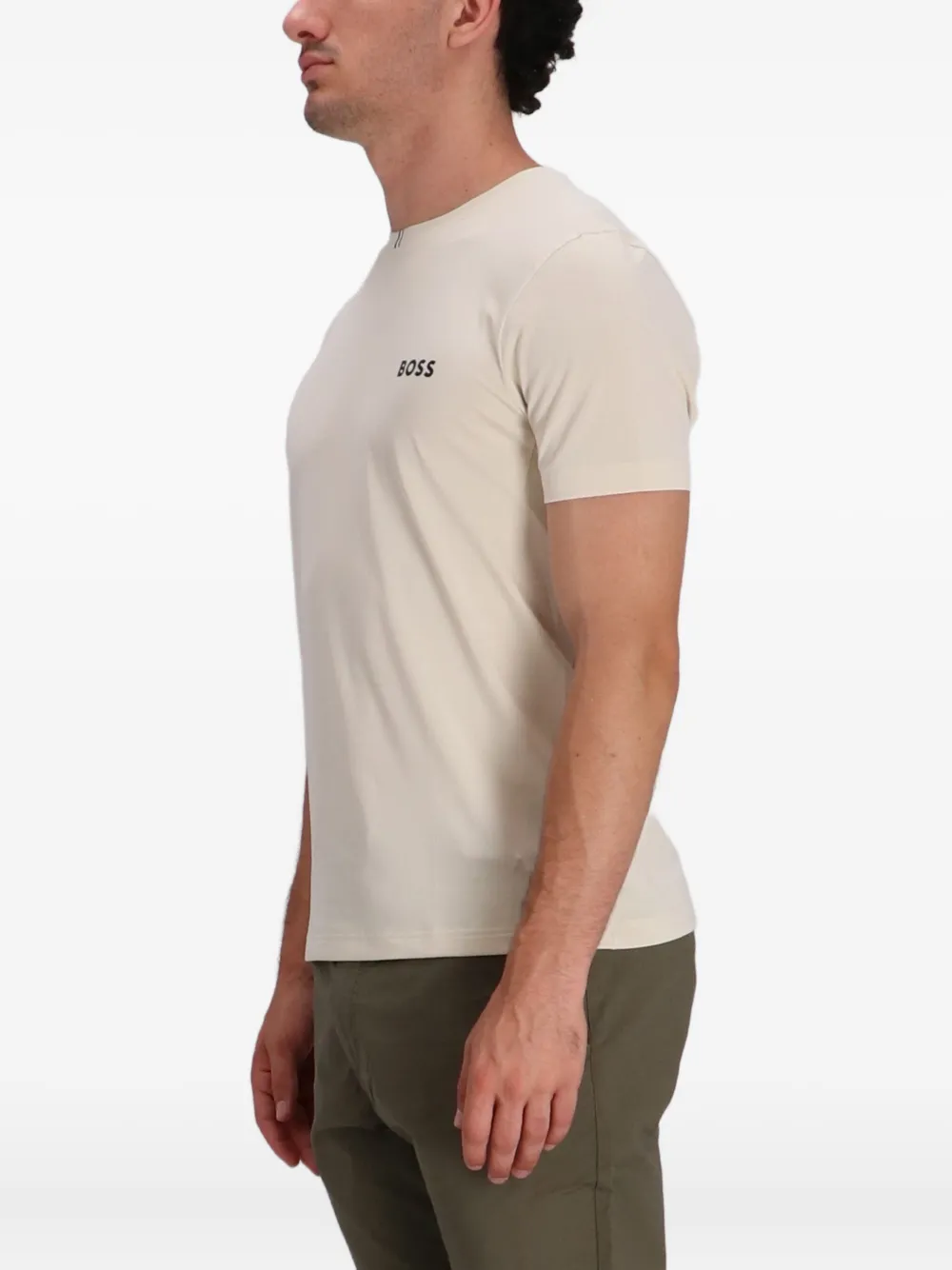 BOSS T-shirt met logodetail Beige