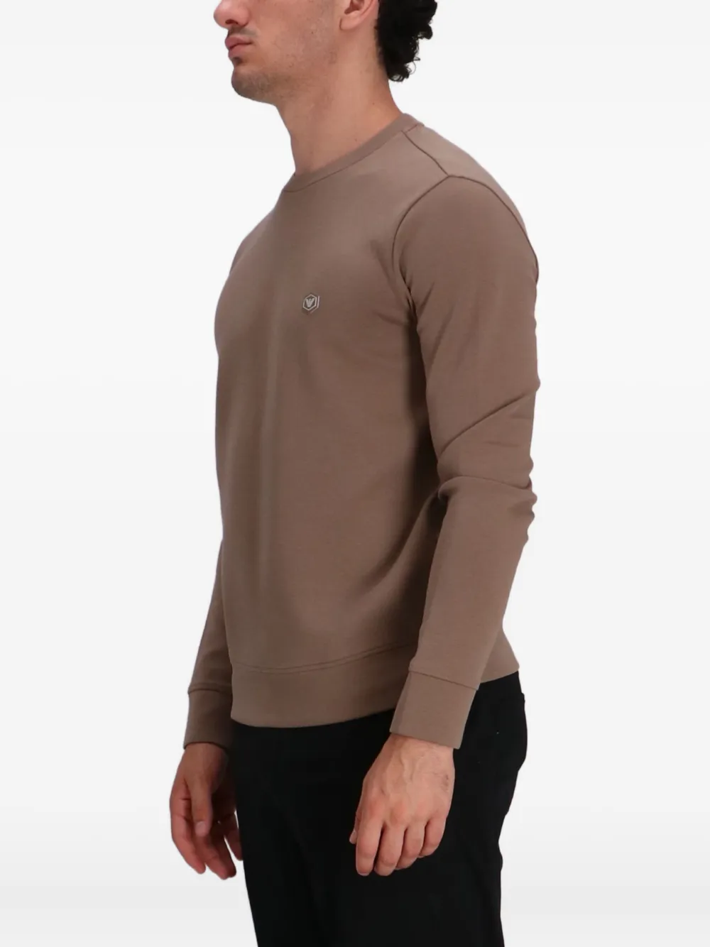 Emporio Armani Katoenen sweater met logopatch Beige