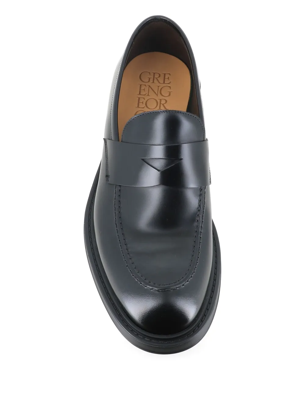 Green George penny leather loafers Black