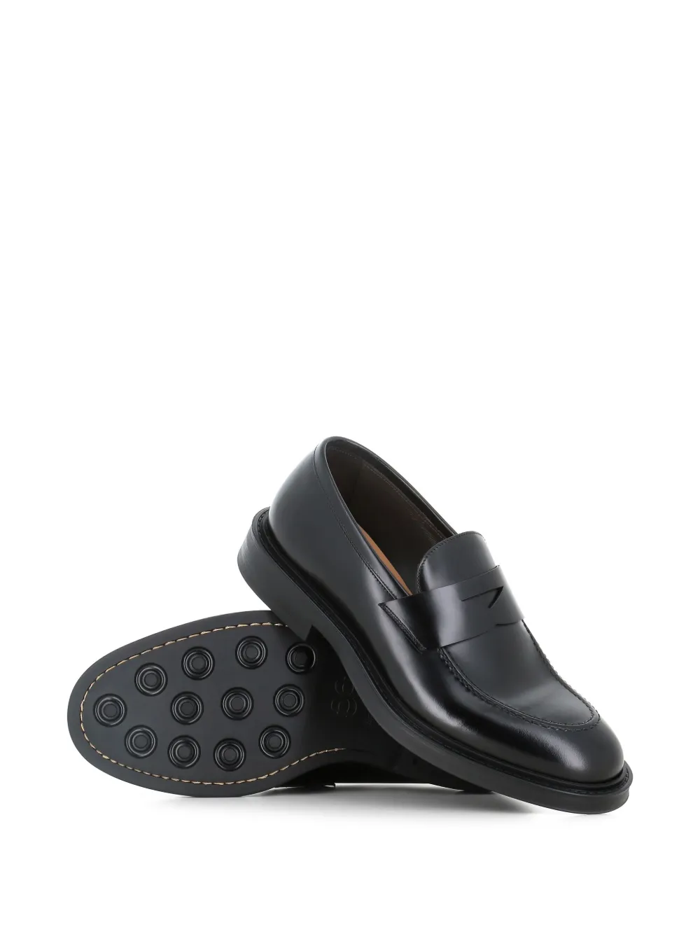 Green George Leren loafers Zwart