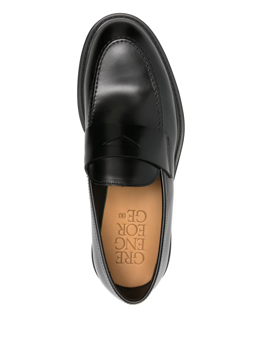 Green George Leren loafers Zwart