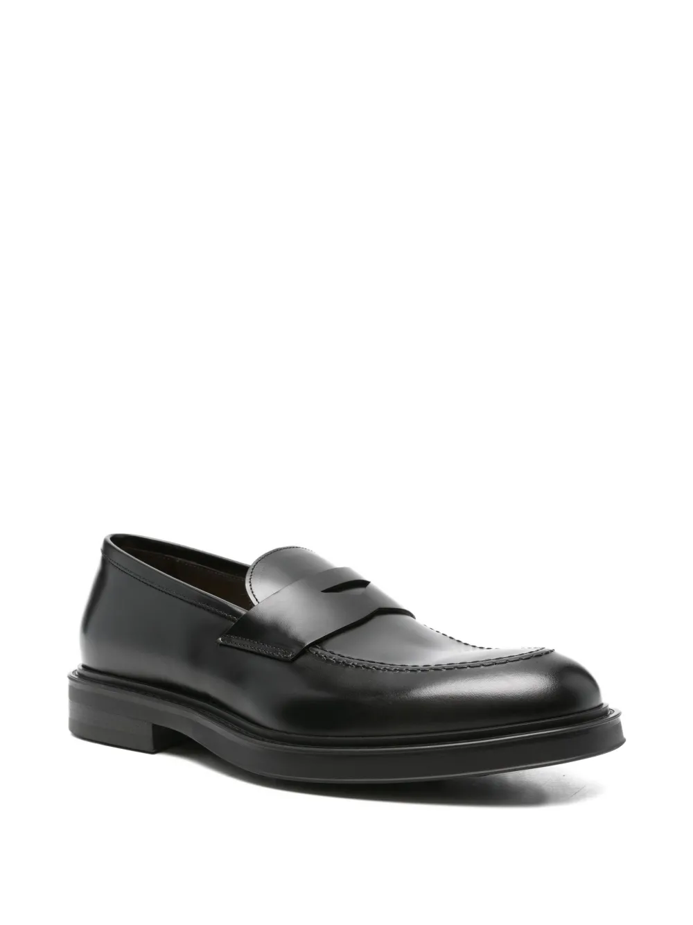 Green George penny leather loafers | Image 2