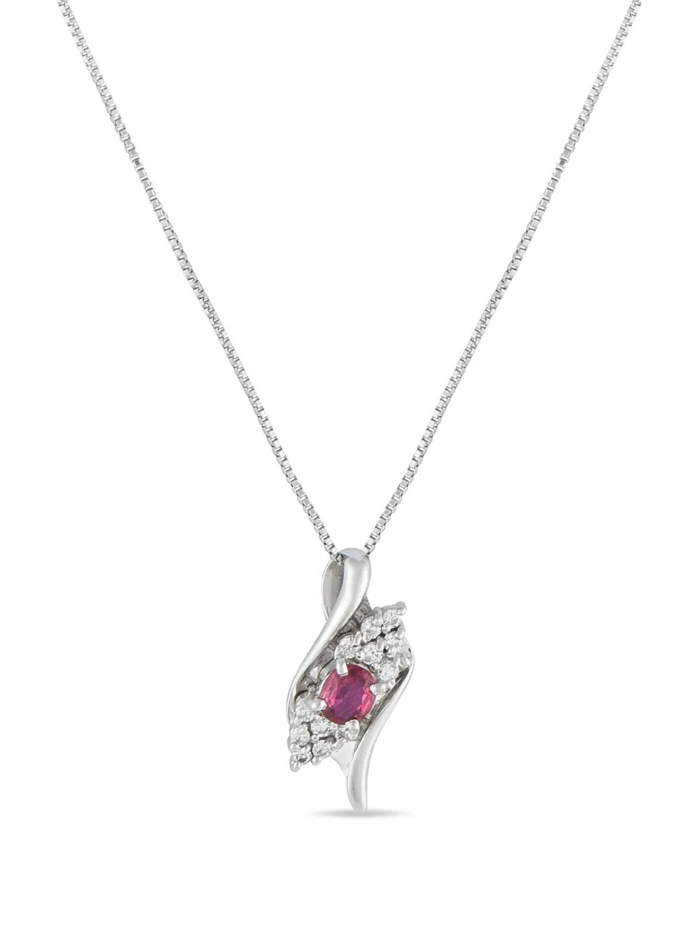 LB Exclusive platinum diamond and ruby necklace | Silver | Image 1