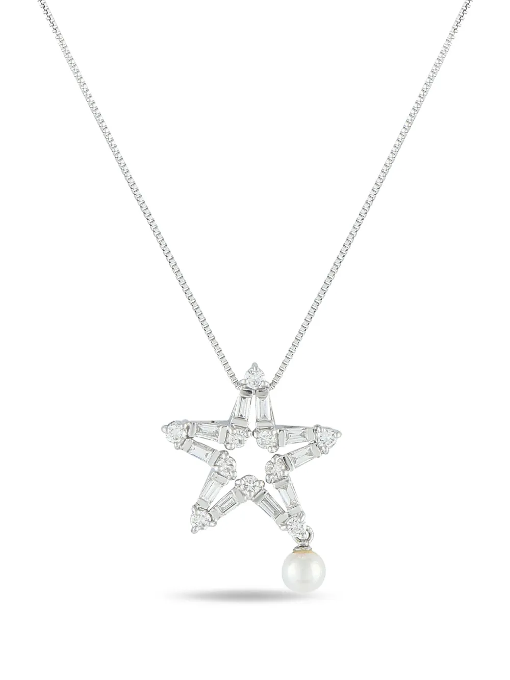 LB Exclusive platinum diamond and pearl necklace | Silver | Image 1