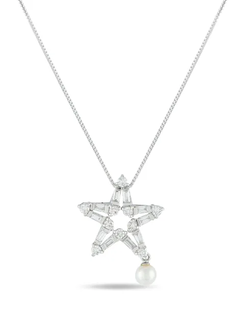 LB Exclusive platinum diamond and pearl necklace