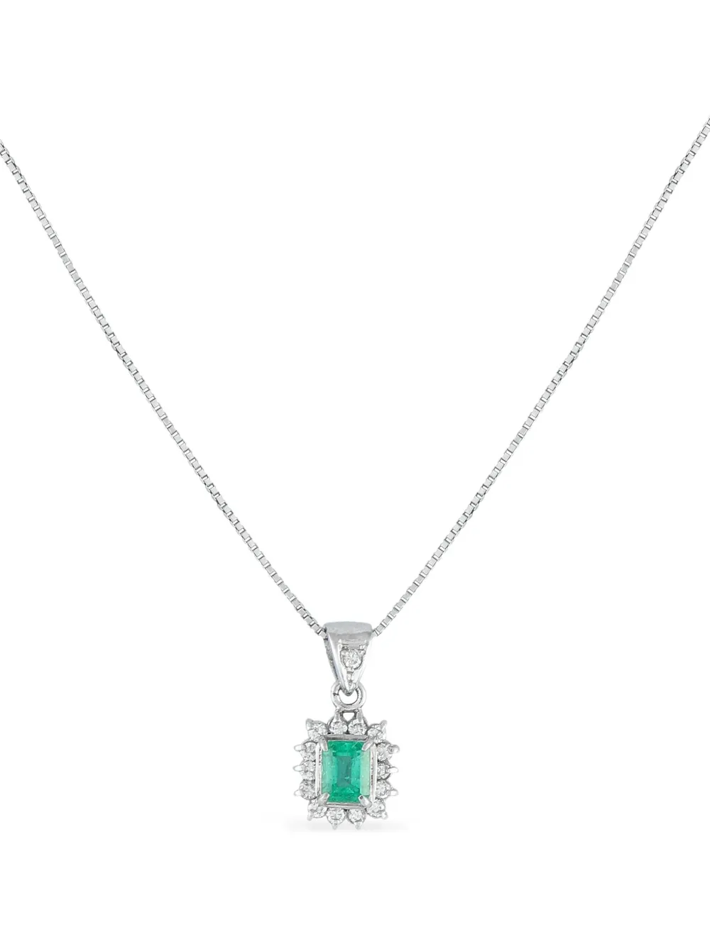 LB Exclusive platinum emerald and diamond necklace | Silver | Image 1