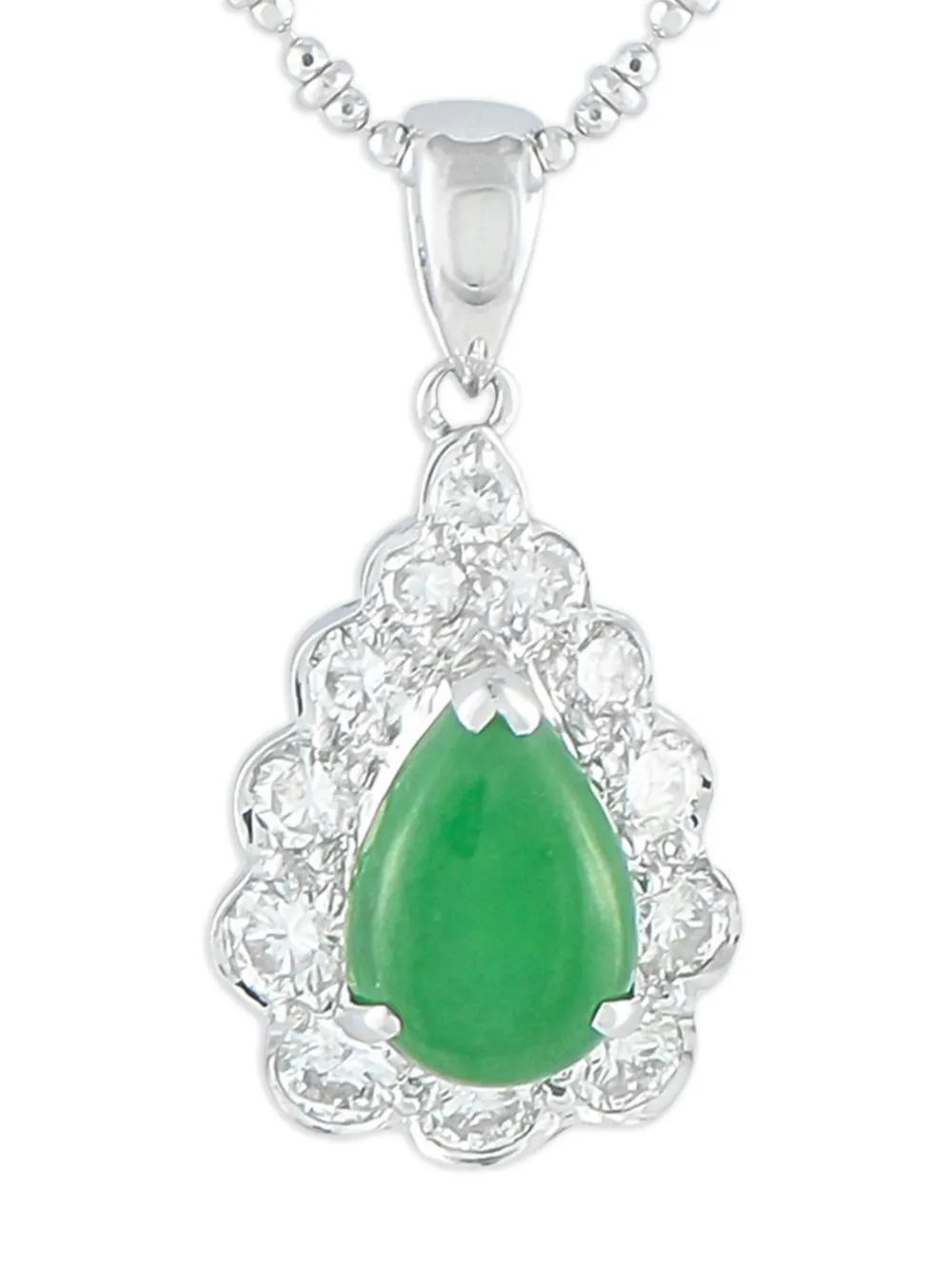 LB Exclusive platinum diamond and jade necklace | Silver | Image 1