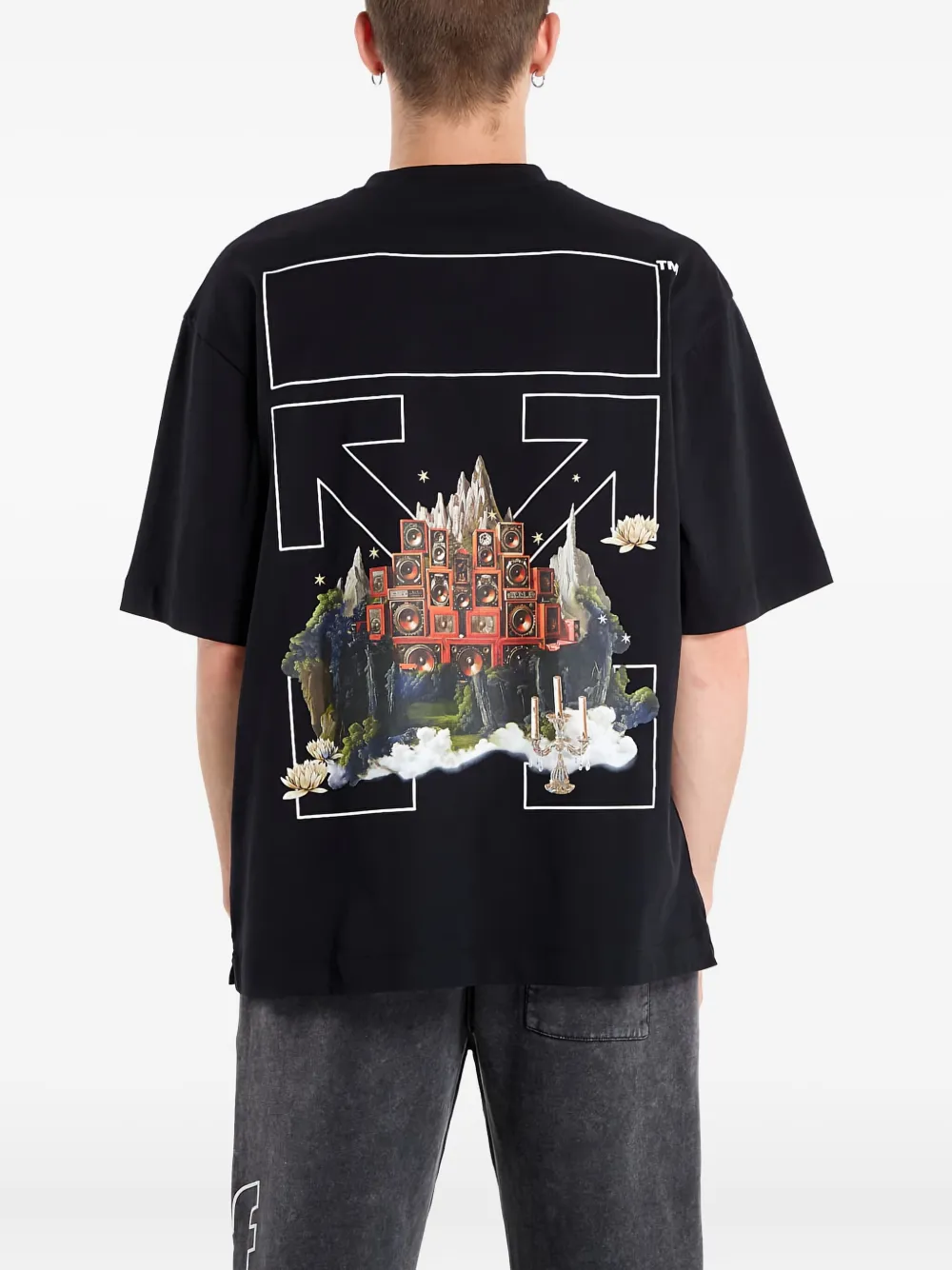 Off-White T-shirt met grafische print Zwart