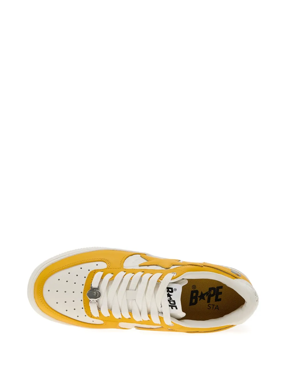 A BATHING APE star-embellished leather sneakers Yellow