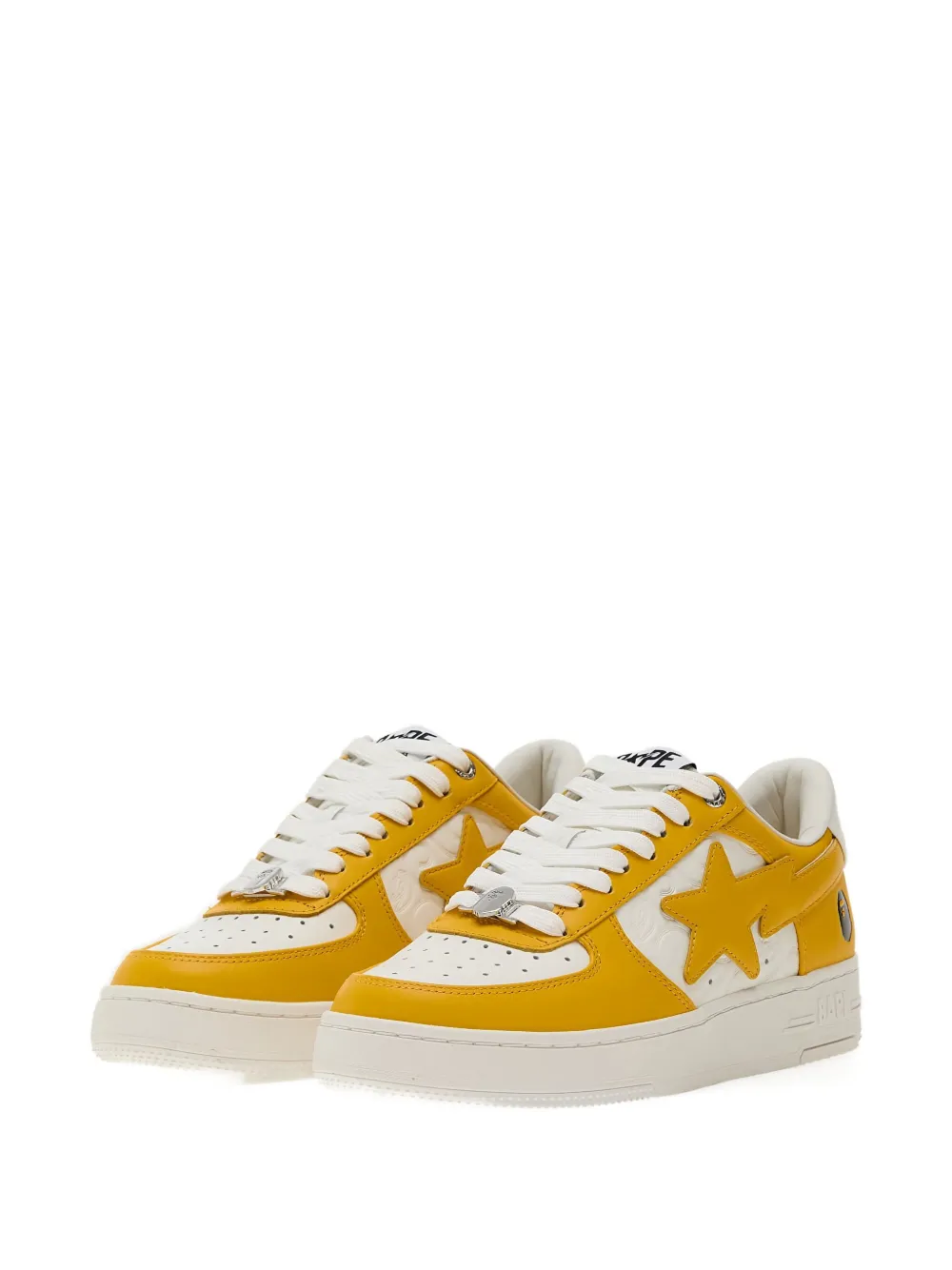 A BATHING APE star-embellished leather sneakers Yellow