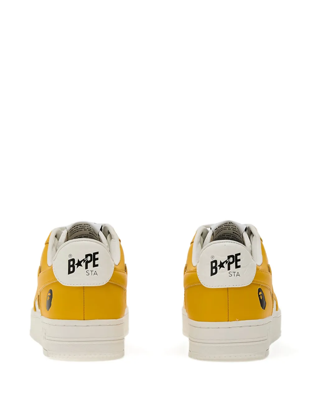 A BATHING APE star-embellished leather sneakers Yellow