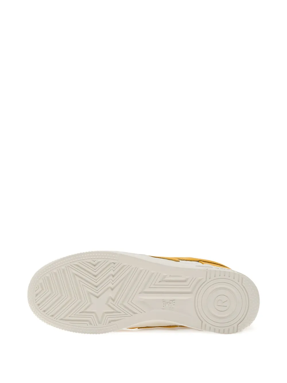 A BATHING APE star-embellished leather sneakers Yellow