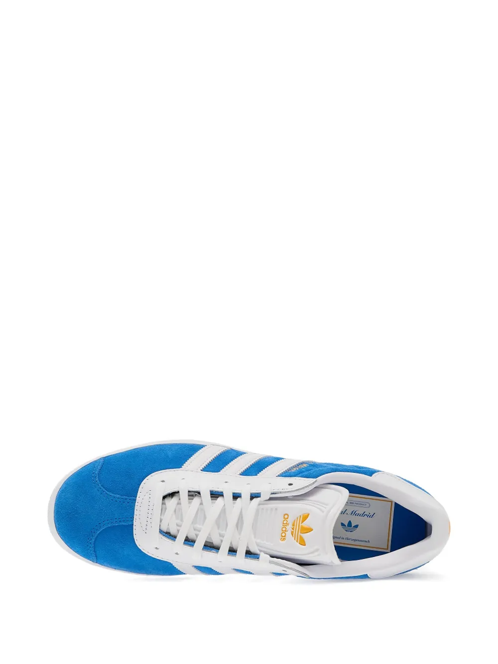 Adidas Originals X Real Madrid Gazelle Suede Three-stripes Low-top Sneakers In Blue