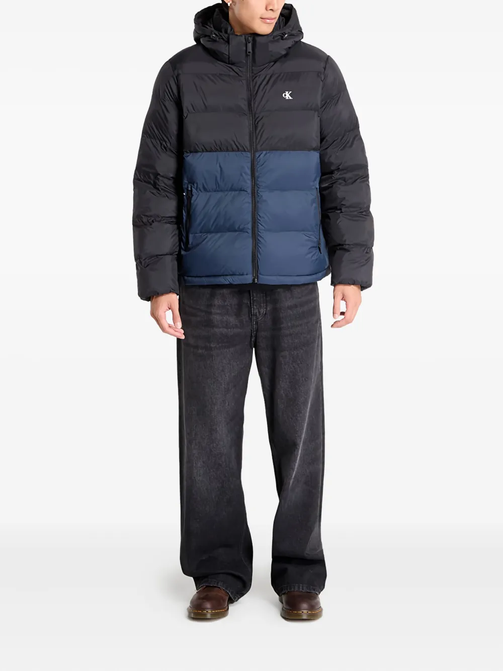 Calvin Klein hooded colour-block puffer jacket | Black | Image 1