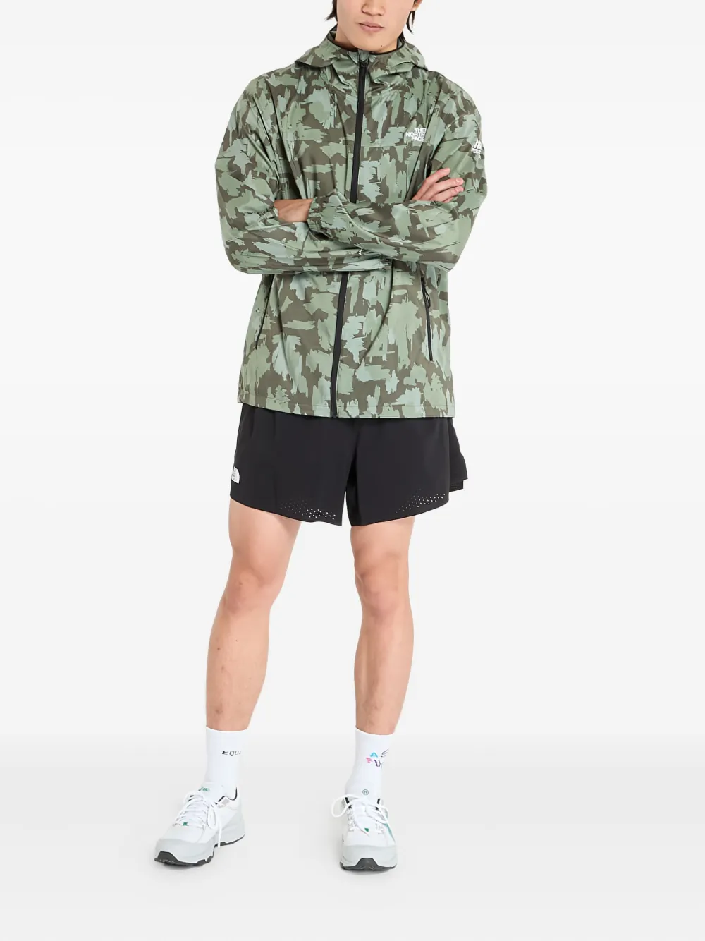 The North Face Abstract-print Hooded Jacket In Green
