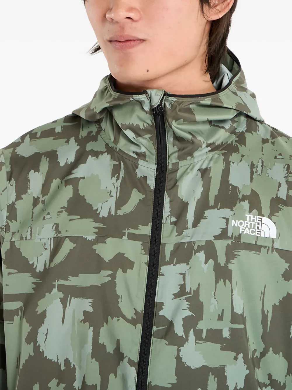 The North Face Abstract-print Hooded Jacket In Green