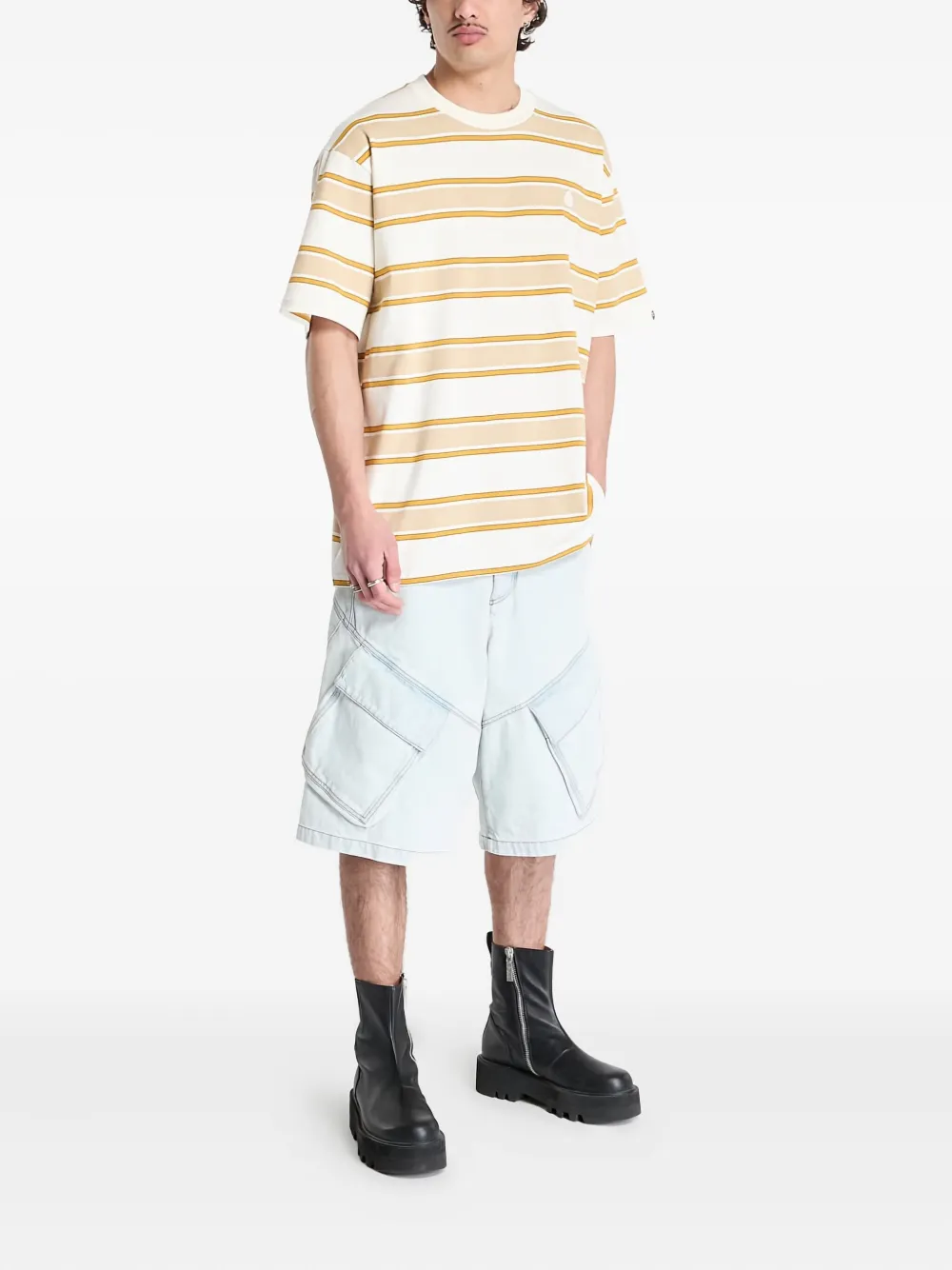 A Bathing Ape Stripe Short-sleeve T-shirt In Multi