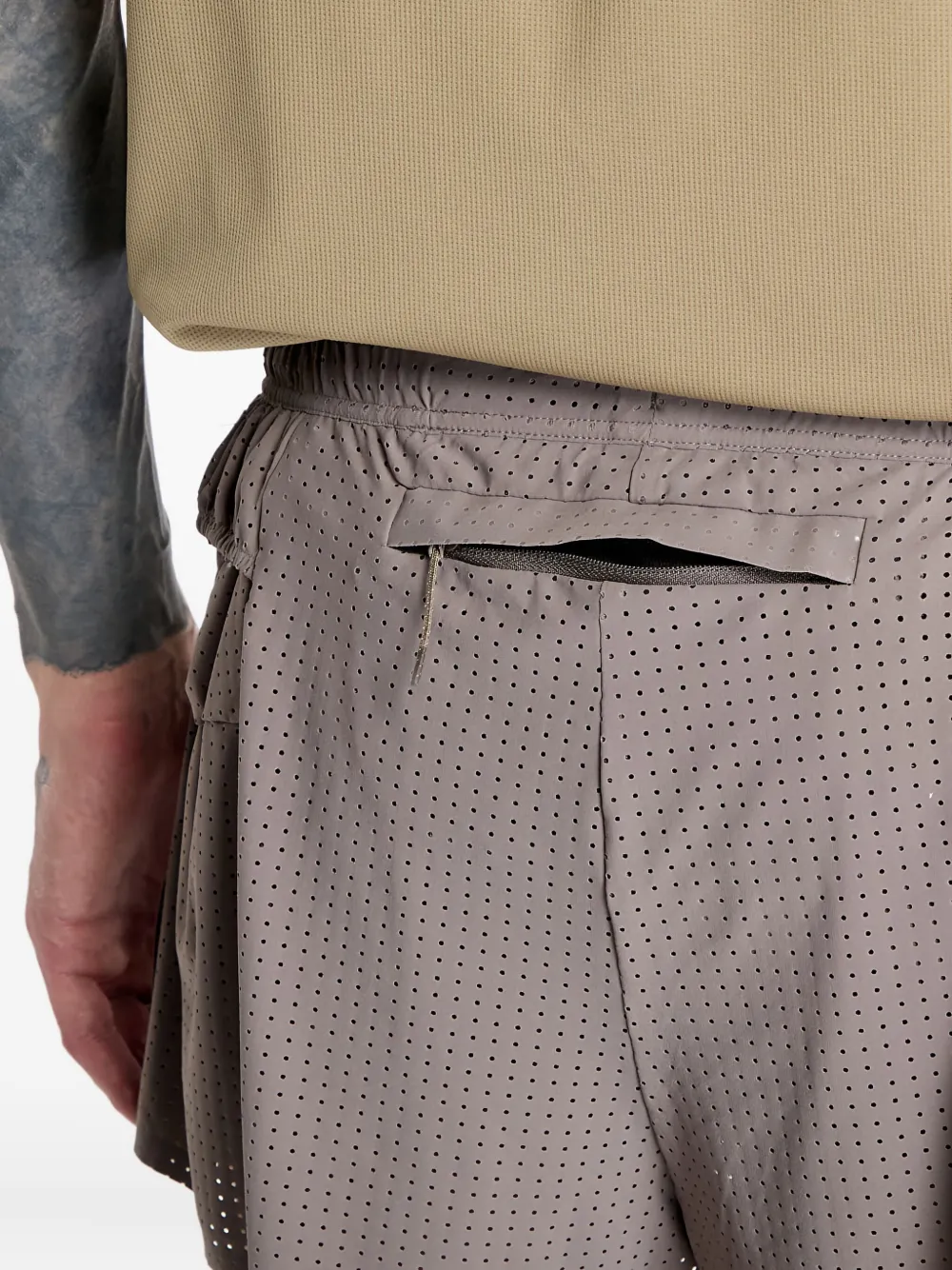 Satisfy Space-o™ 2.5" Perforated Drawstring Shorts In Brown