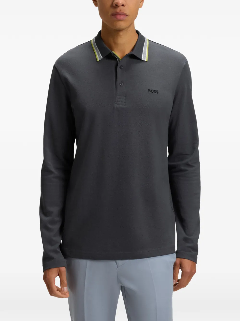 BOSS long-sleeve polo shirt Grijs
