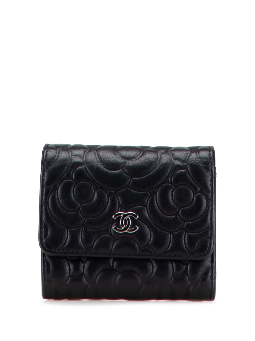 CHANEL Pre-Owned 2019 ココマーク エンボスゴートスキン カメリア トリフォールド コンパクトウォレット 財布 - CHANEL Pre-Owned 2019 ココマーク エンボスゴートスキン カメリア トリフォールド コンパクトウォレット 財布 -